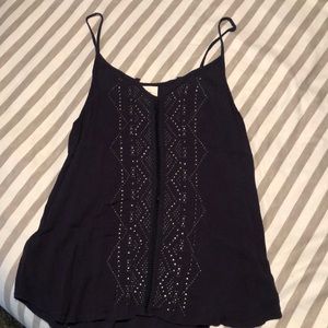 Spaghetti strap navy tank top.